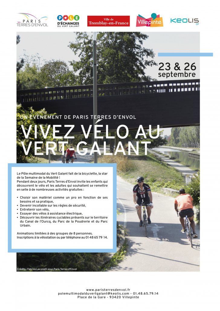 Vivez au vélo au Vert-Galant mercredi 23 septembre et samedi 26 septembre à Villepinte (93)