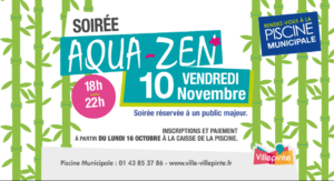 Soirée Aquazen à la piscine municipal vendredi 10 novembre - Inscriptions dès le 16 octobre