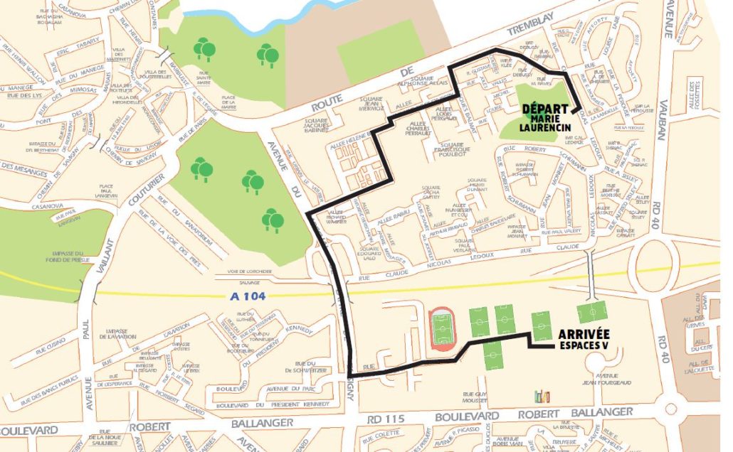 Plan du parcours du Carnaval de Villepinte du samedi 14 avril 2018