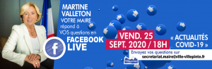 Facebook live vendredi 25 septembre 2020 à 18 heures à Villepinte