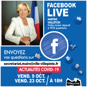 Facebook live les vendredi 9 et 23 octobre 2020 à 18 heures sur la page officielle du facebook de la mairie de villepinte (93)