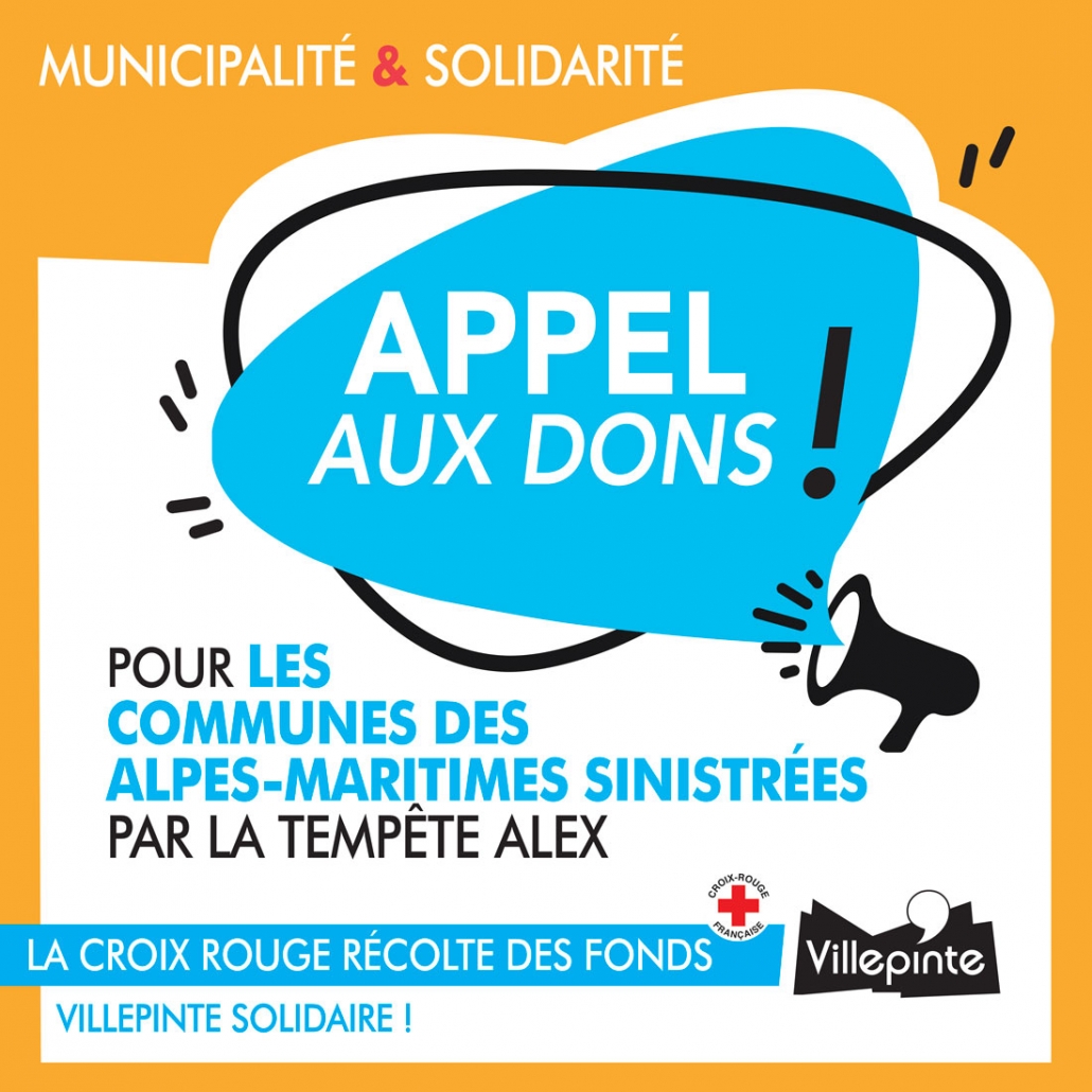 La Ville de Villepinte est solidaire de l'appel aux dons de la Croix Rouge pour les communes des Alpes-Maritimes sinistrées par la tempête Alex.