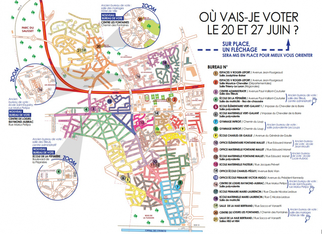 Lieux de brureaux de vote pour les élections départementales et régionales à Villepinte (93)