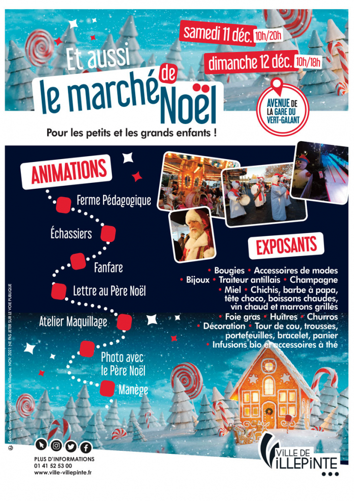 Marché de Noël à Villepinte, les 12 et 13 décembre 2021 sur l'avenue de la gare