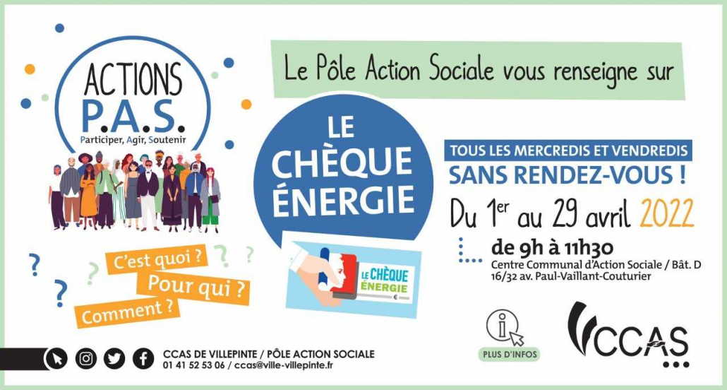 Informations sur le chèque énergie jusqu'au 29 avril au CCAS de Villepinte