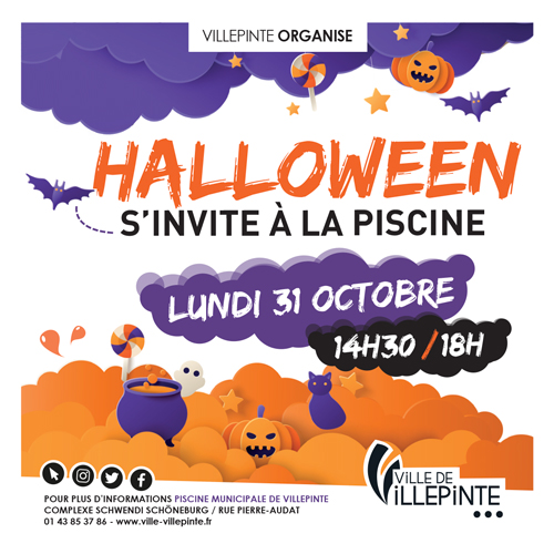 Hoalloween s'invite à la piscine municipale de Villepinte le 31 octobre 2022 de 14h30 à 18h