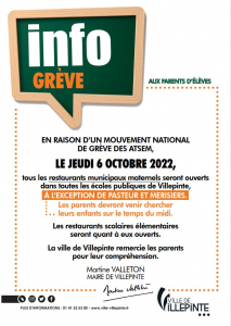 grève des ATSem jeudi 6 octobre à Villepinte