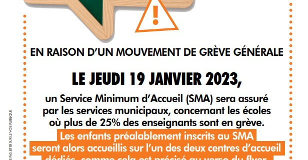 Infos sur le service minimum d'accueil pour la grève du 19 janvier 2023 à Villepinte (93)